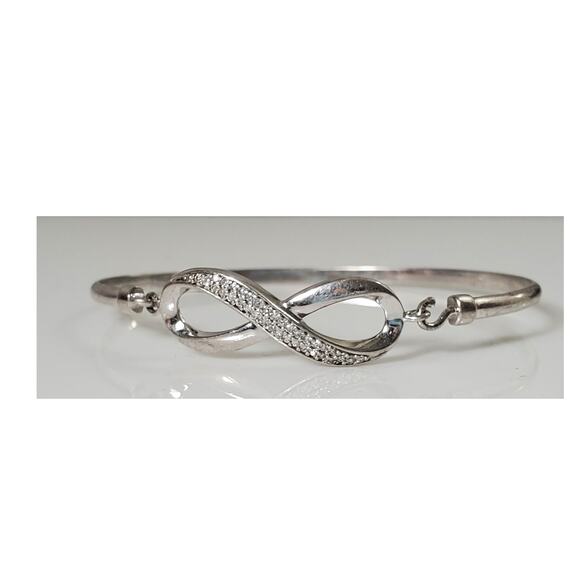 Vintage Sterling Silver & Diamond Infinity Bangle Bracelet HN Heng Ngai - Picture 1 of 8